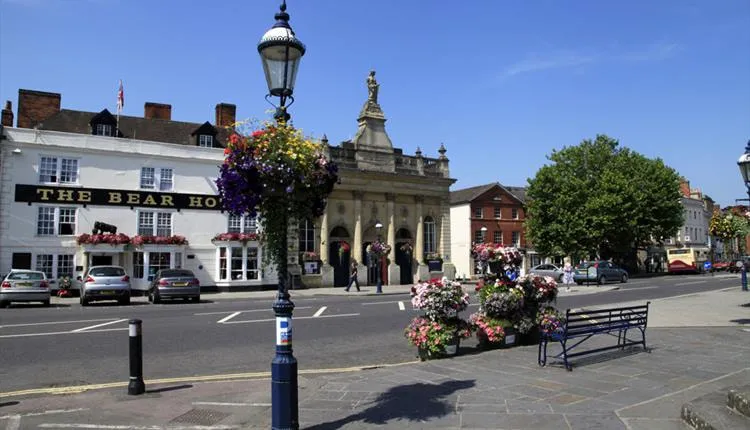 Devizes Market Place with historic buildings